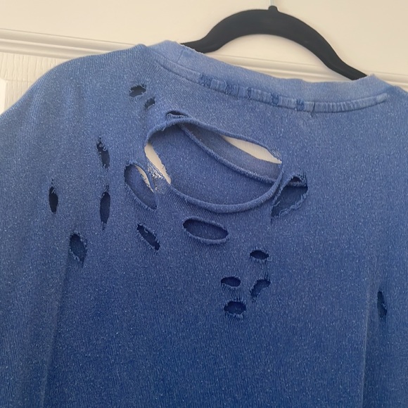 We The Free by Free People Blue Distressed Tee size S - Picture 3 of 5